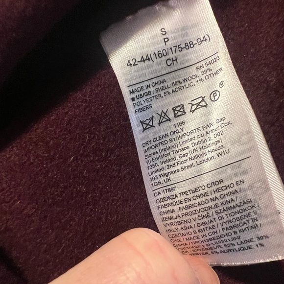 Banana Republic burgundy shawl collar, tie front car coat. Knee length, med wt. - Picture 5 of 5